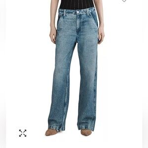 rag & bone cotton high rise straight carpenter cotton terry sweatpant jeans